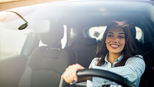 Woman driving car